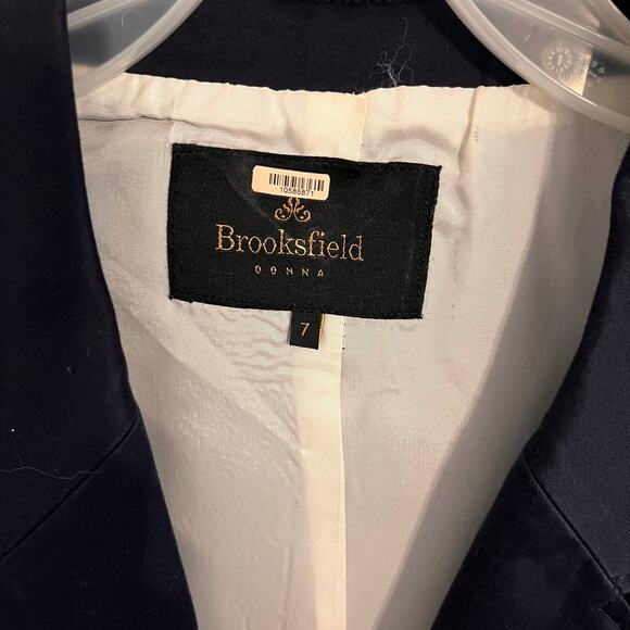 Brooksfield Donna Womens Blazer Size 7 Navy Blue One Button Long Sleeves - Picture 3 of 9